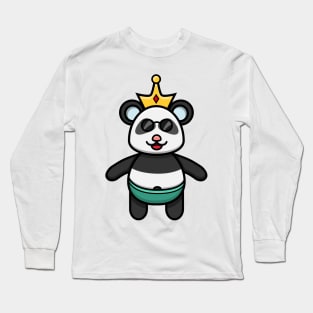 Sticker and Label Of Cute Baby Panda With Crown Long Sleeve T-Shirt